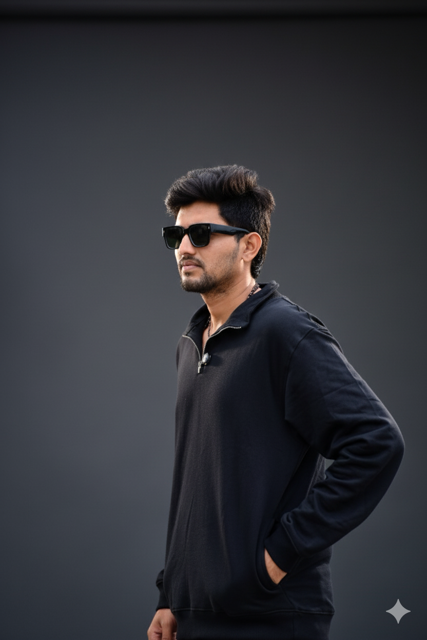 The Dosthi Signature Black Quarter-Zip Sweatshirt