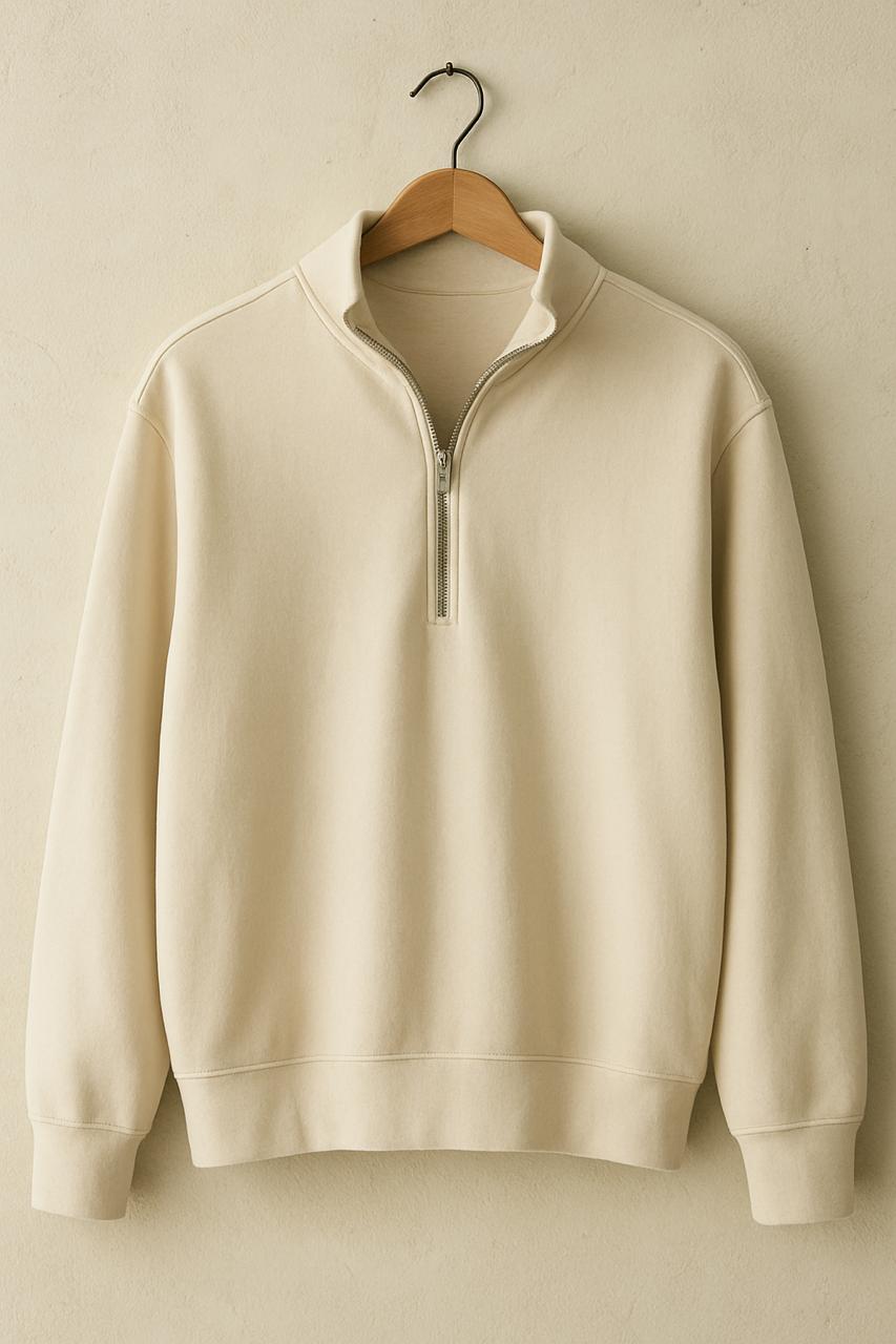 The Dosthi Signature Cream Quarter-Zip Pullover