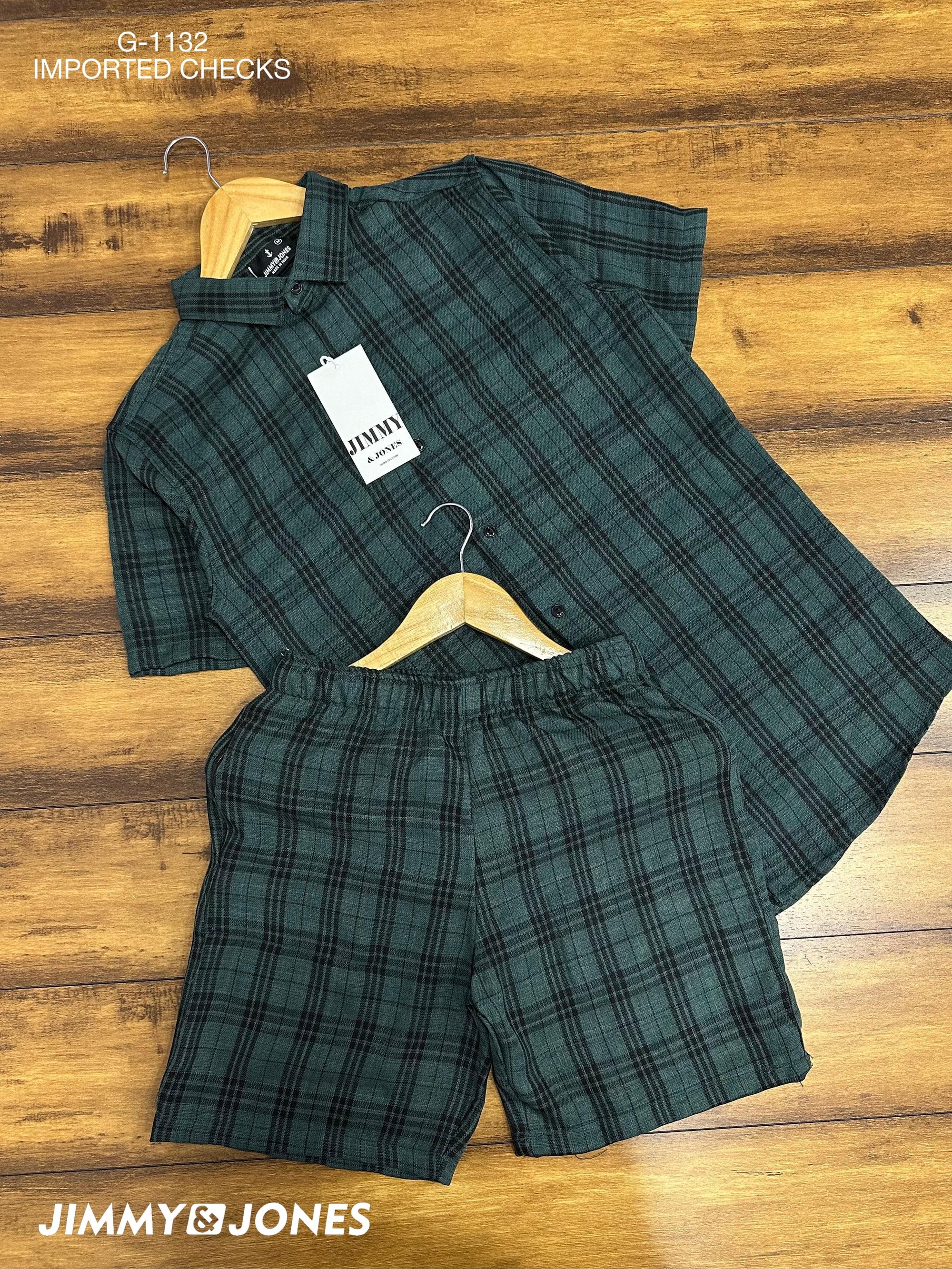 Jimmy & Jones G-1132 Half Sleeve Imported Checks Co-Ord Set