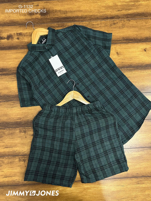 Jimmy & Jones G-1132 Half Sleeve Imported Checks Co-Ord Set