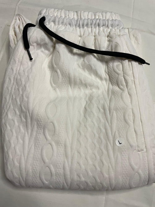 Beige Textured Baggy Track Pants